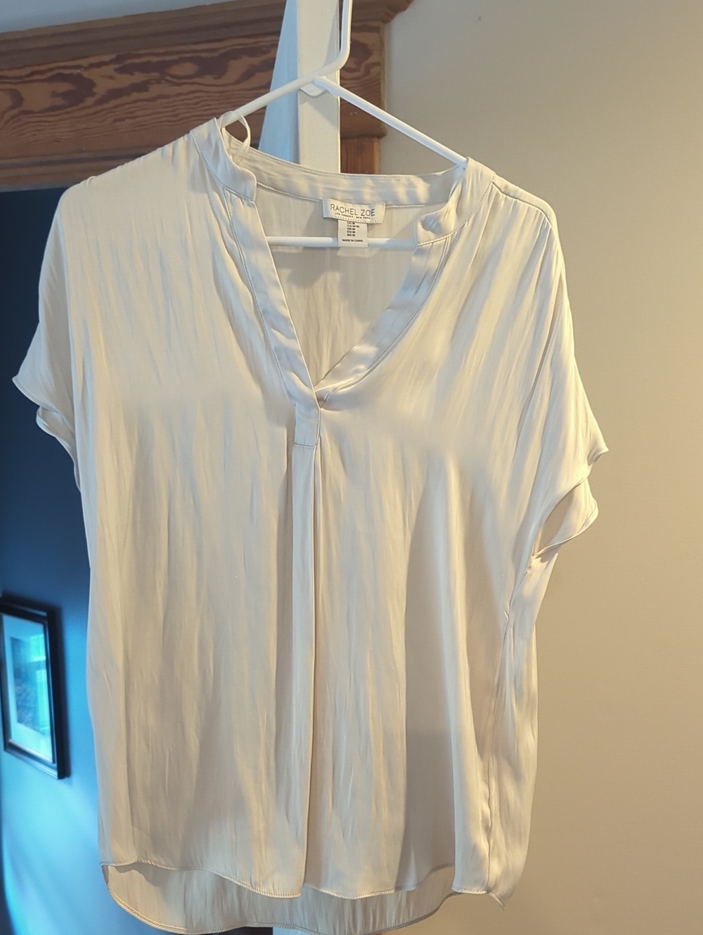 Rachel Zoe Cream V-Neck Flutter Sleeve Blouse